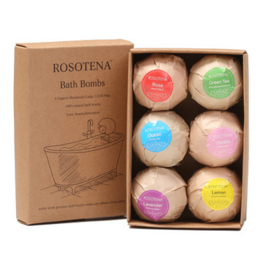 6 pcs Organic Bath Bombs Mint Lavender Rose Flavor