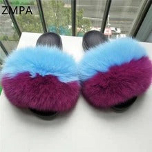 Fox fur slippers flip flops