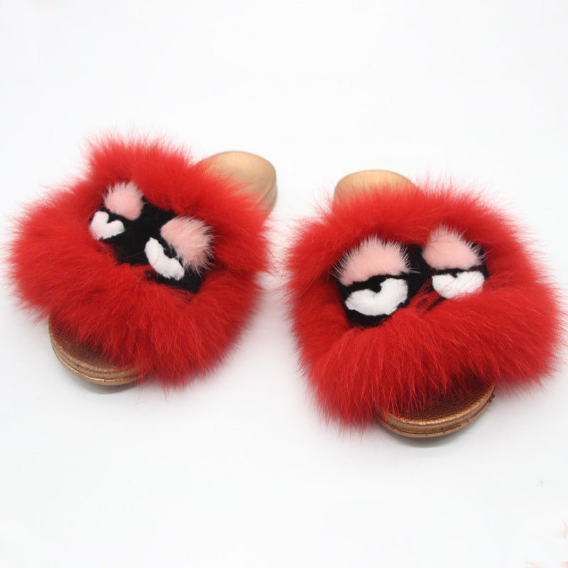 Fox hair slippers