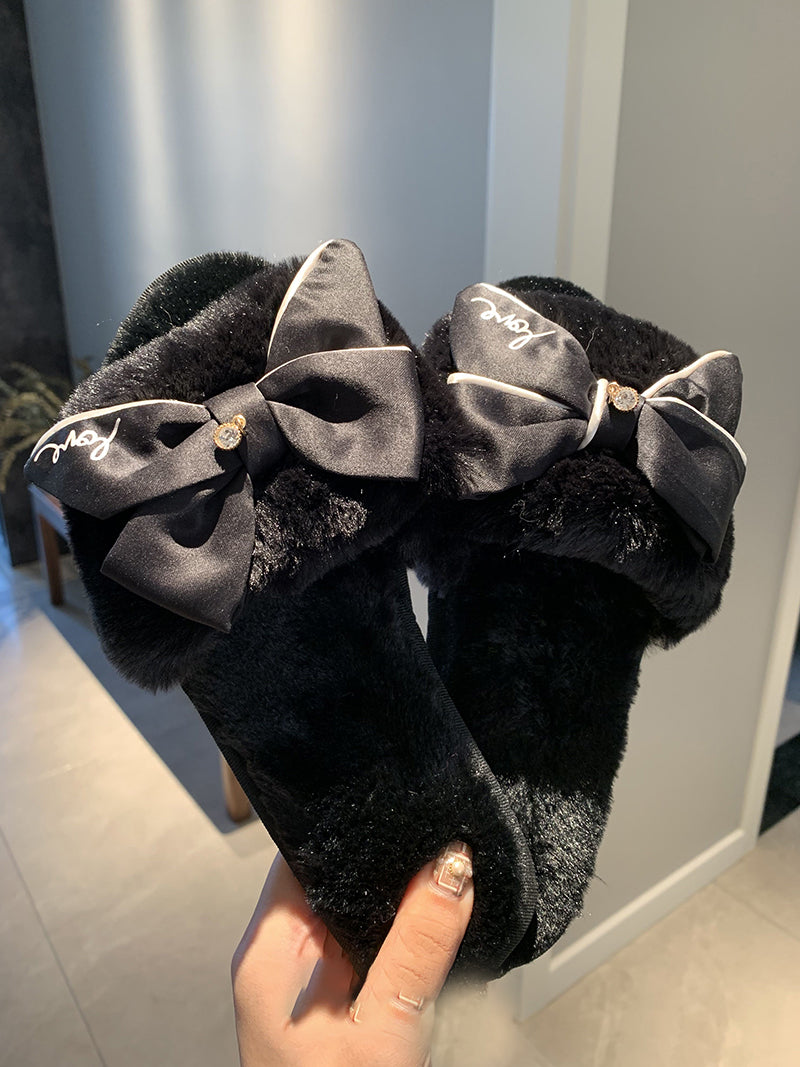 Bowknot cotton slippers