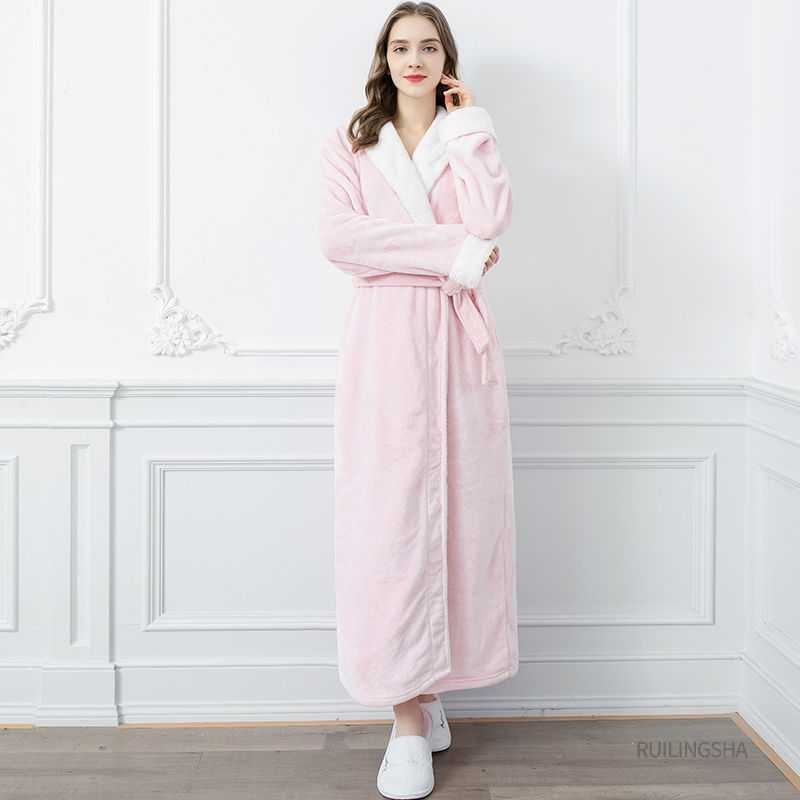 Winter Long Coral Fleece Men's Thick Warm Flannel Bathrobe