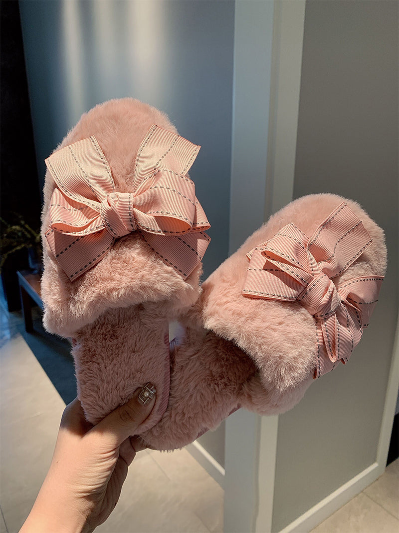 Bowknot cotton slippers