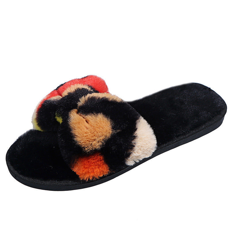 Casual Bowknot Plush Slippers Indoor