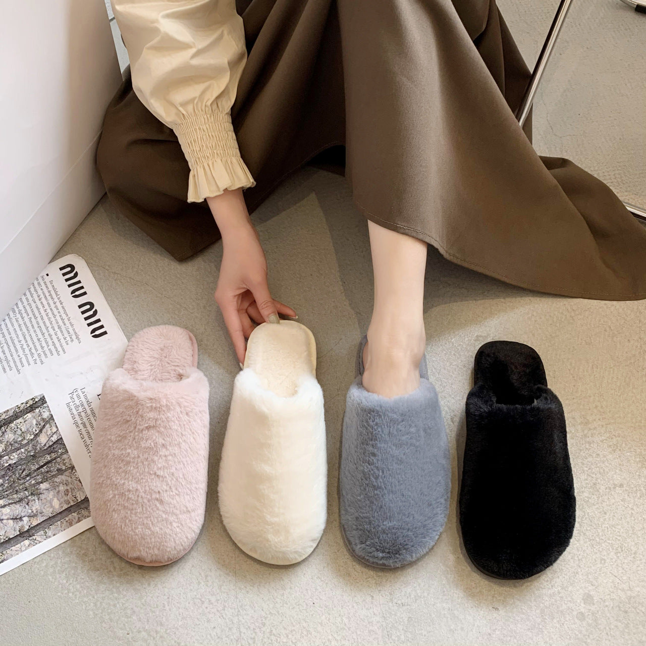 Thick Bottom Plush Home Indoor Warm Slippers