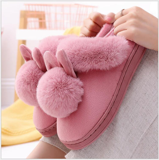 Women Puffball Cotton Slippers