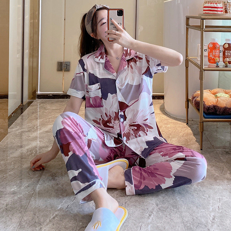 Short-sleeved Trousers Milk Silk Women's Pajamas