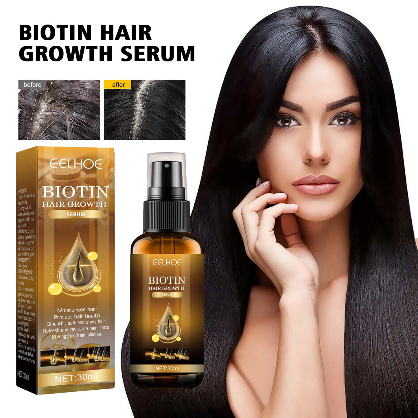 Biotin Hair Dense Hair Spray Repair Hair Nourishing Hair Care Hair Fixing Strong And Tough Anti-hair Loss Root Spray