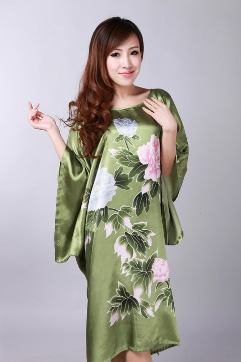 Summer Cool Simulation Silk Round Neck Nightdress