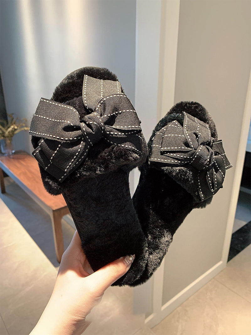 Bowknot cotton slippers