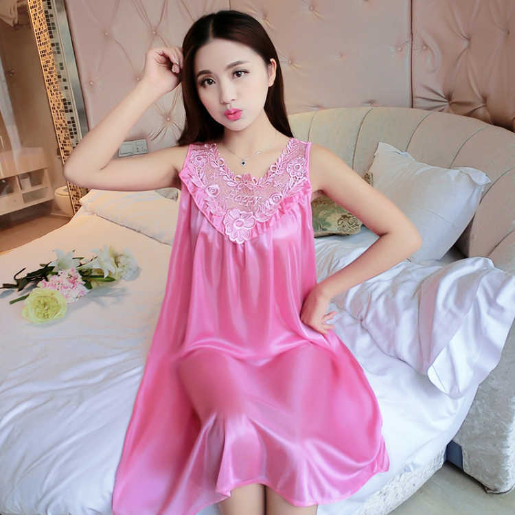 Ladies Sexy Sling Silk Thin Silk Lace Nightdress