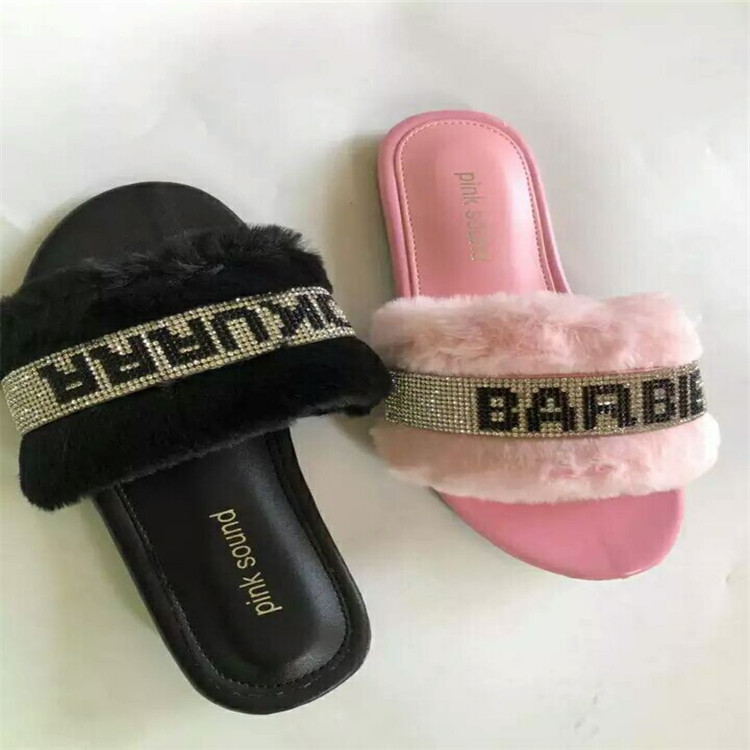 Fashion wild hair slippers