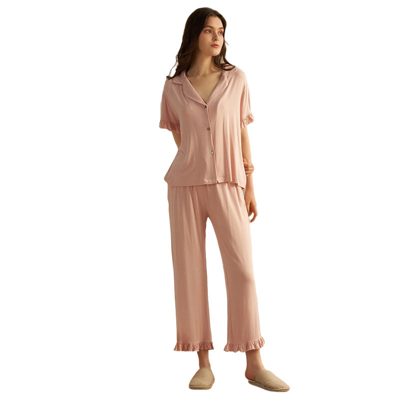 Modal Two-piece Trousers With Wooden Ears Sweet Home Wear