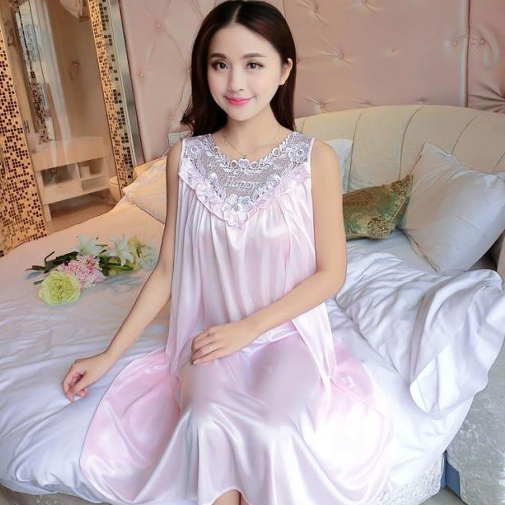 Ladies Sexy Sling Silk Thin Silk Lace Nightdress