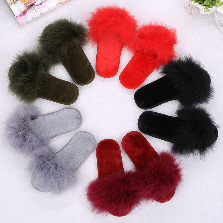 Thick plush home slippers