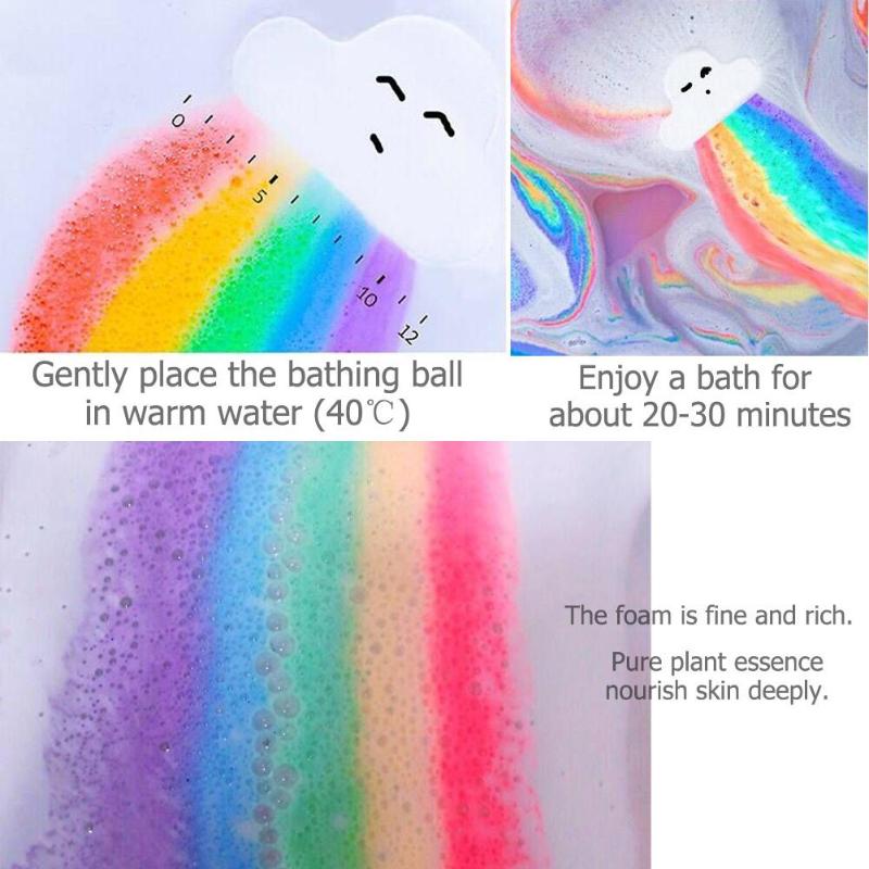 Rainbow Cloud Salt Essential Oil Bathing Ball Bubble Exfoliating Moisturizing Skin Care Props Natural Bubble Bath Bombs Ball