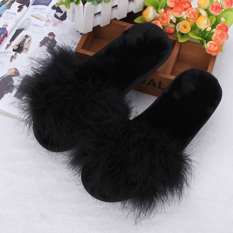 Thick plush home slippers