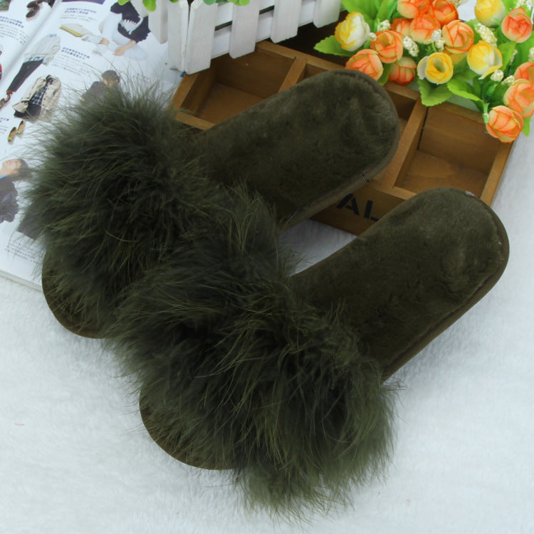 Thick plush home slippers