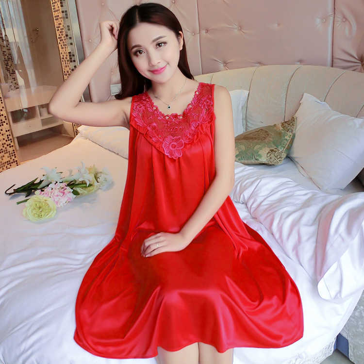 Ladies Sexy Sling Silk Thin Silk Lace Nightdress