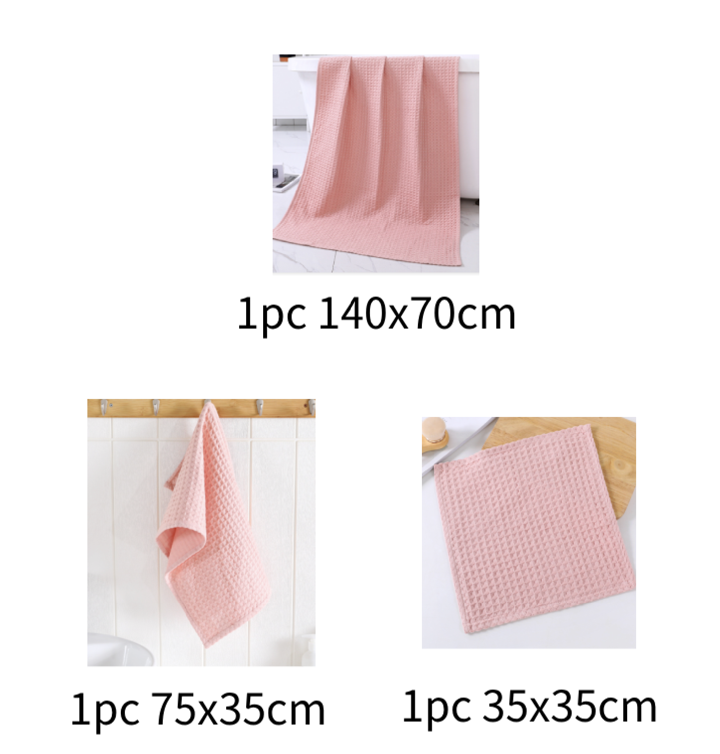 Pure Cotton Waffle Bath Towel