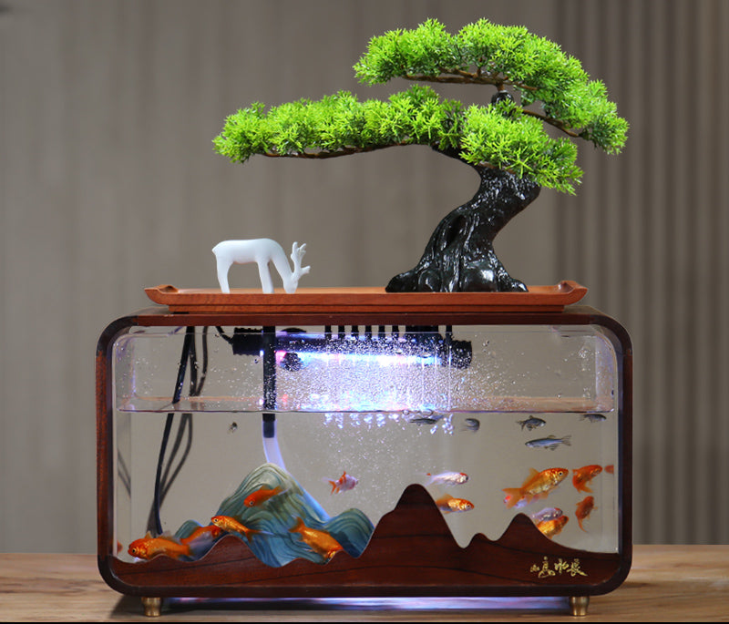 Fish Tank Flowing Water Light Luxury Living Room