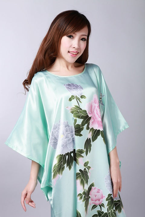 Summer Cool Simulation Silk Round Neck Nightdress