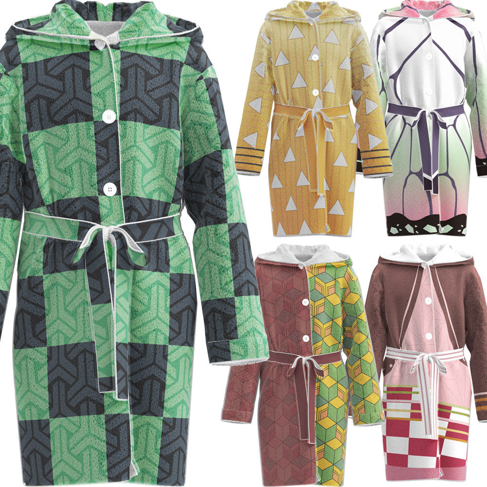 Flannel Bathrobe Two-dimensional Cloak Pajamas