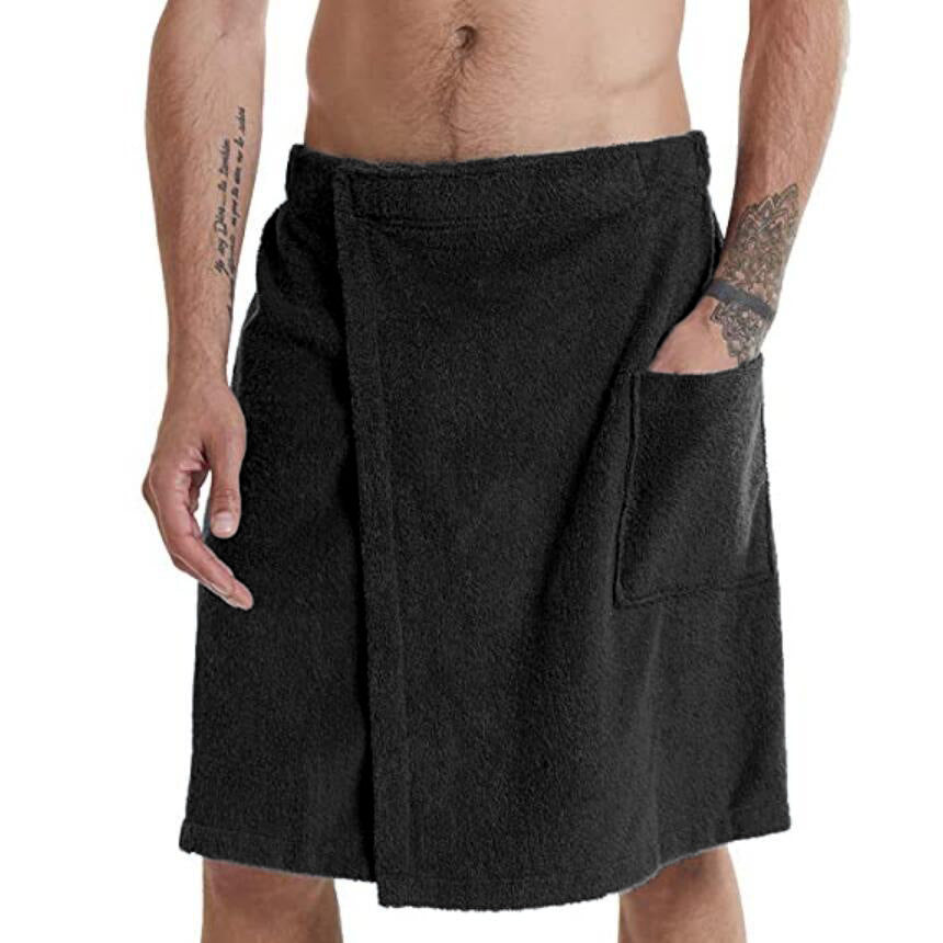 Velcro Bath Towel Men's With Pocket Bathrobe