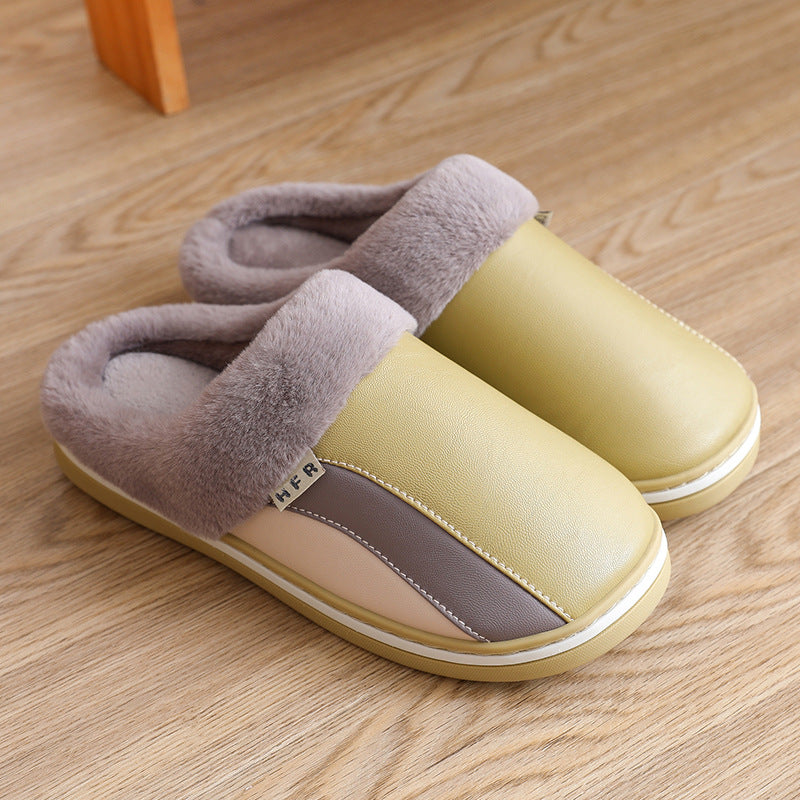 Waterproof Slippers Plush Winter Shoes Home Non-slip Bedroom Slippers Women