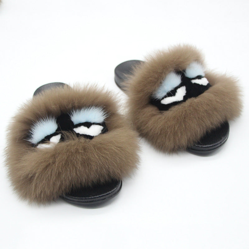 Fox hair slippers