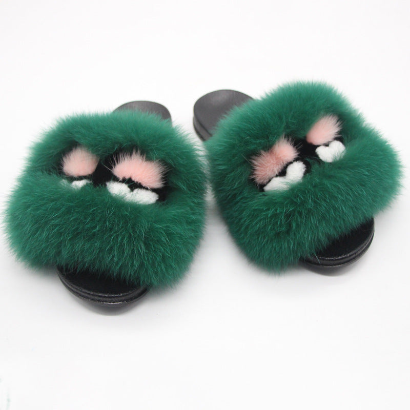 Fox hair slippers