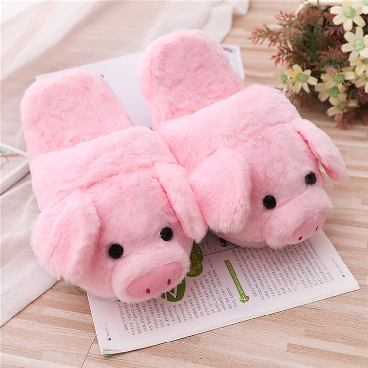 Plush Home Slippers Winter New Pig Slippers Floor Drag