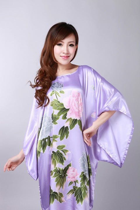 Summer Cool Simulation Silk Round Neck Nightdress