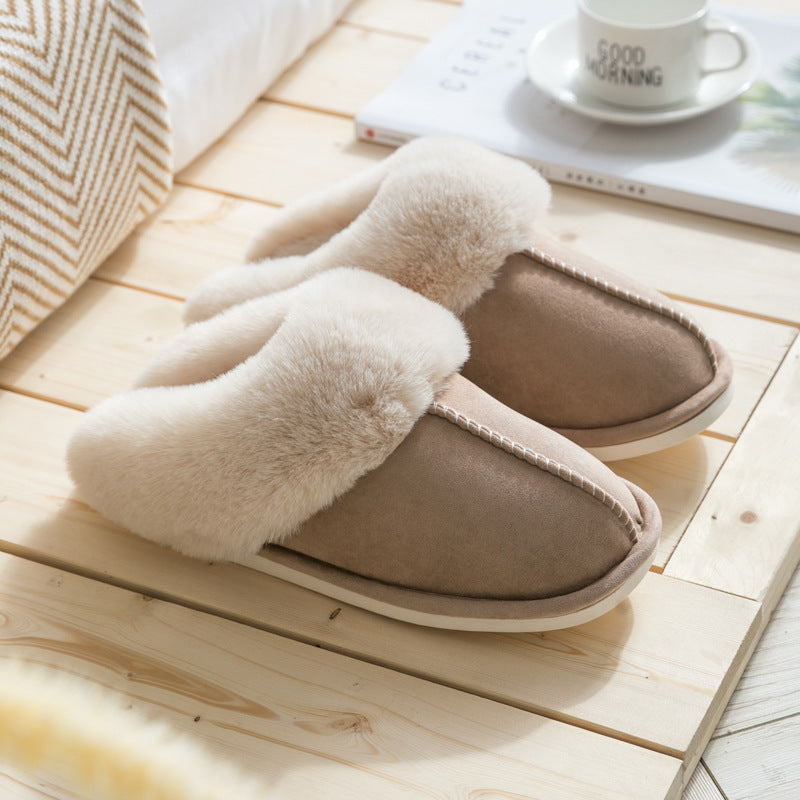 Suede cotton slippers