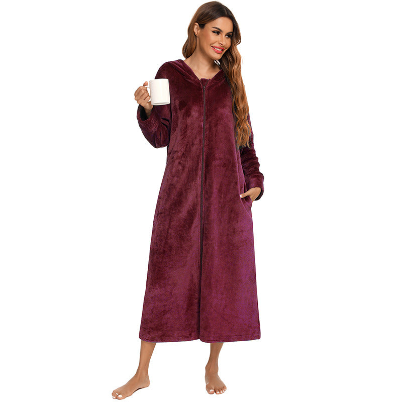 Women's Long Sleeve Zip Pajamas Home Wear