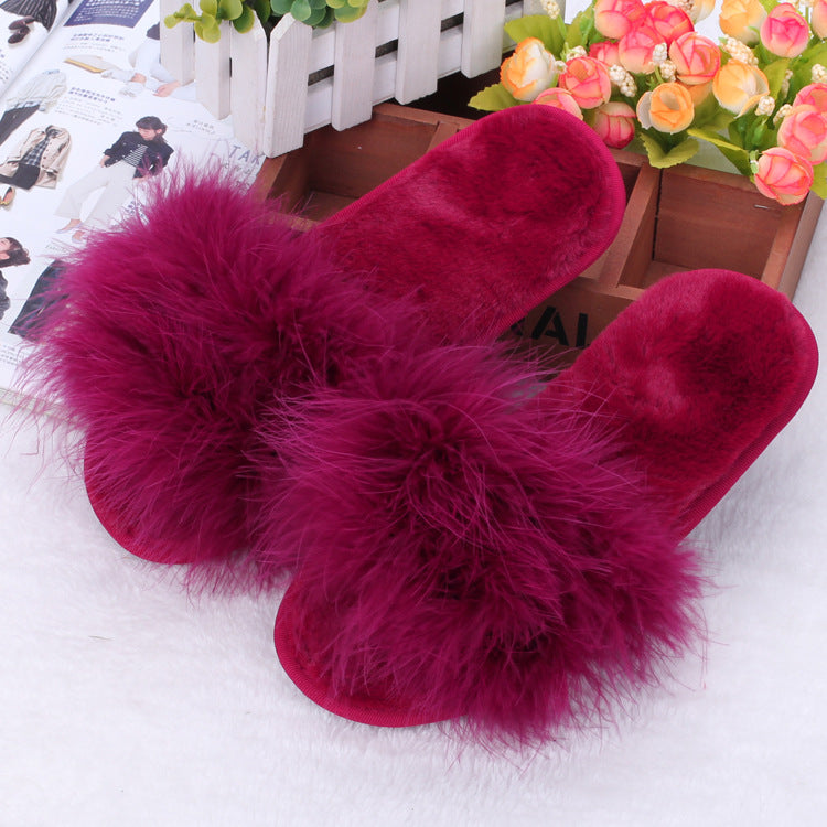 Thick plush home slippers