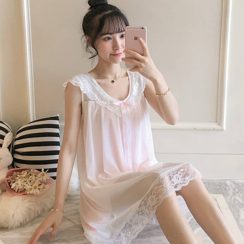 Pure Cotton Thin Sling Sexy Lace Sleepware