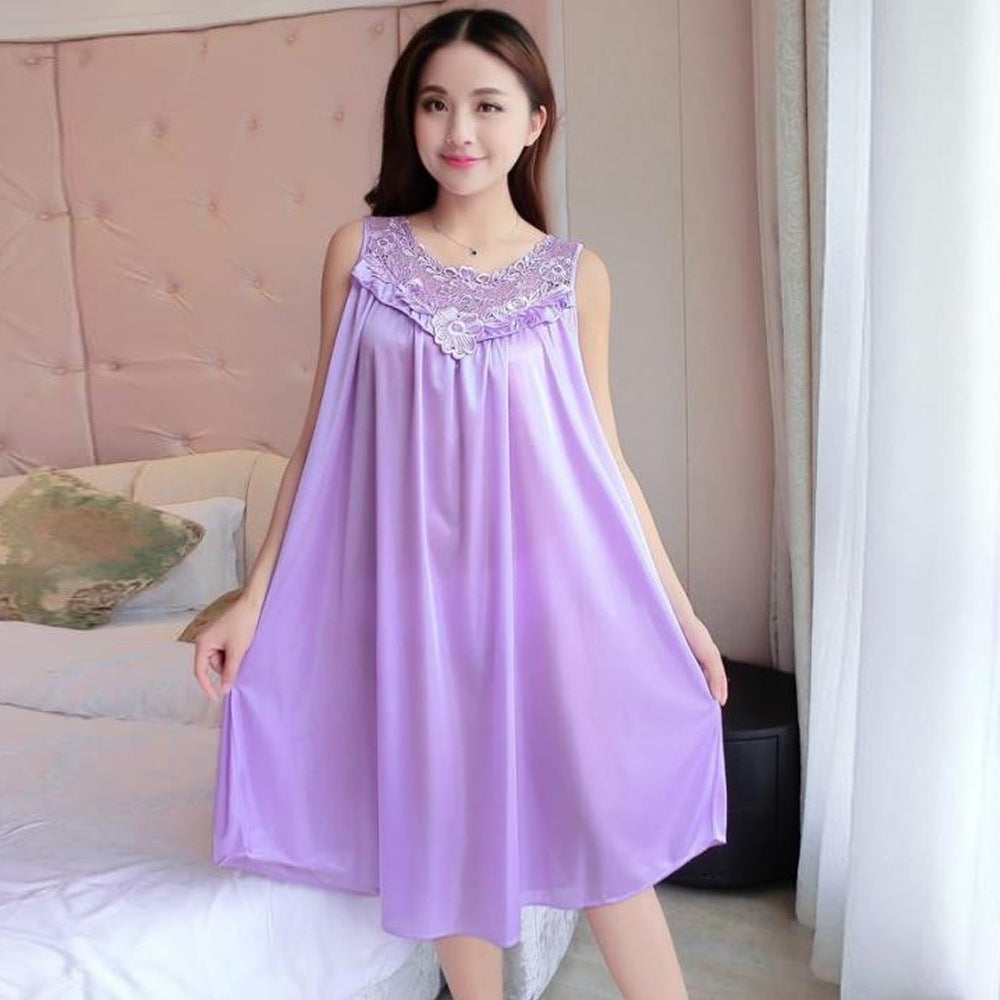 Ladies Sexy Sling Silk Thin Silk Lace Nightdress