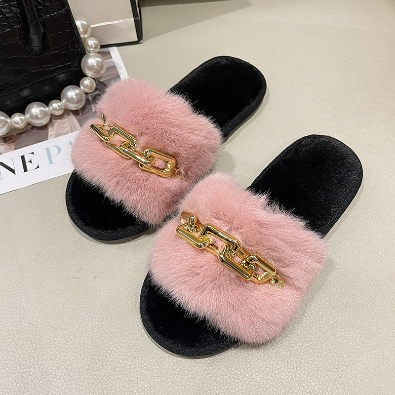 Women's Fashionable Warm Woolen Slippers