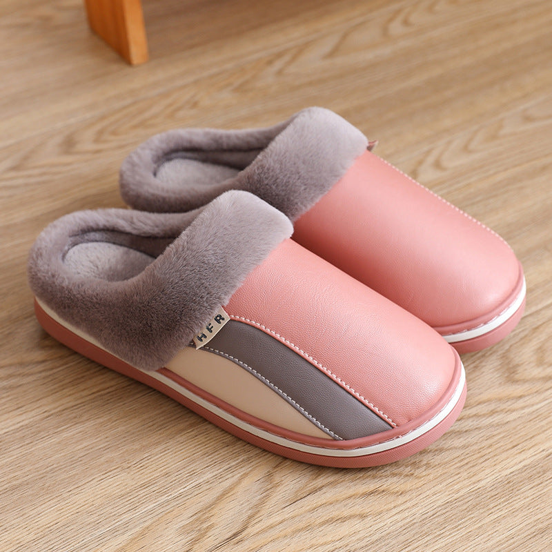 Waterproof Slippers Plush Winter Shoes Home Non-slip Bedroom Slippers Women