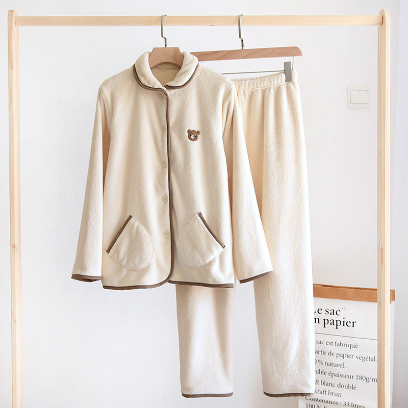 Japanese Solid Color Cute Bear Home Service Suit