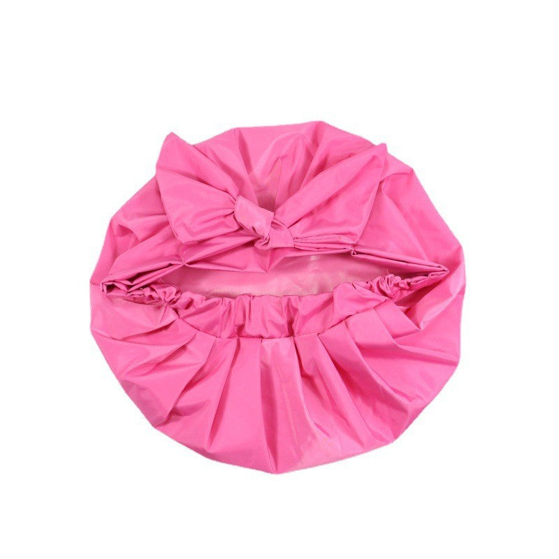 Women's Solid Bow Satin Bath Hat