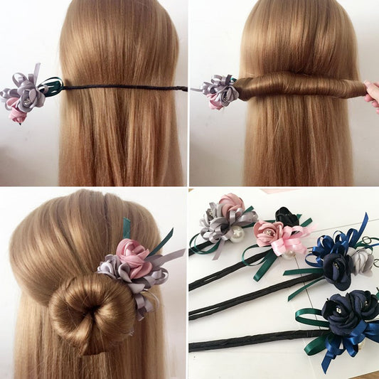 Half Bun Pearl Flower Hair Pin