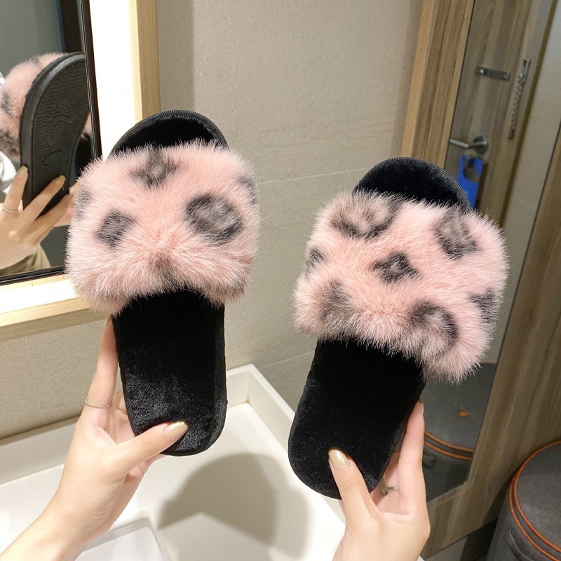 Leopard Wool Slippers