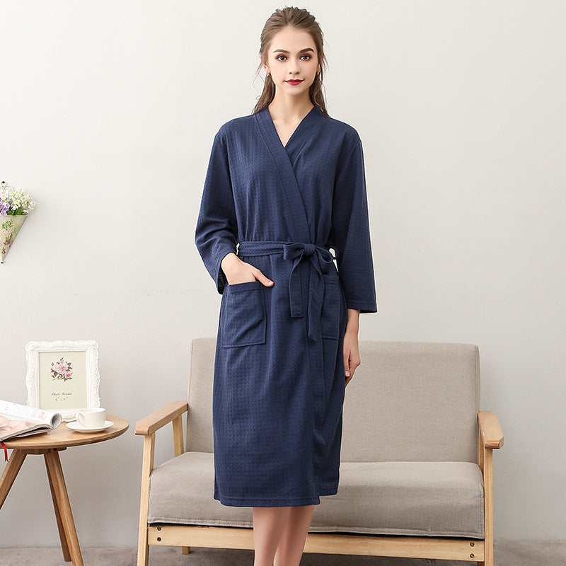 Women's Thin Couple's Nightgown Three Quarter Sleeve Bathrobe