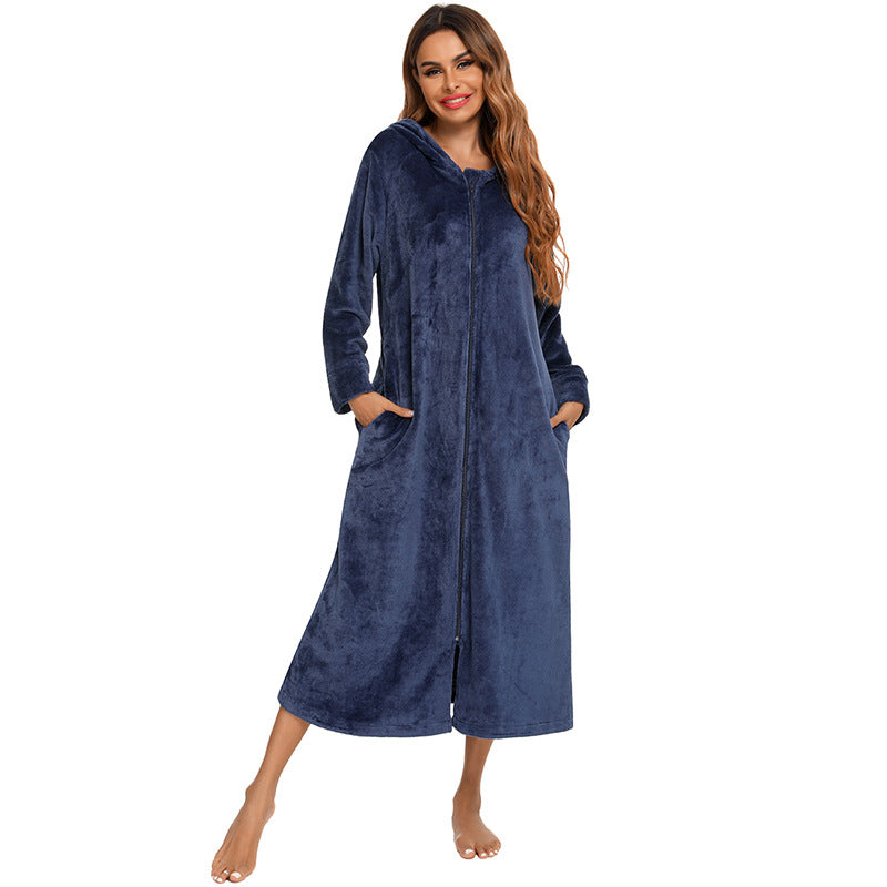 Women's Long Sleeve Zip Pajamas Home Wear