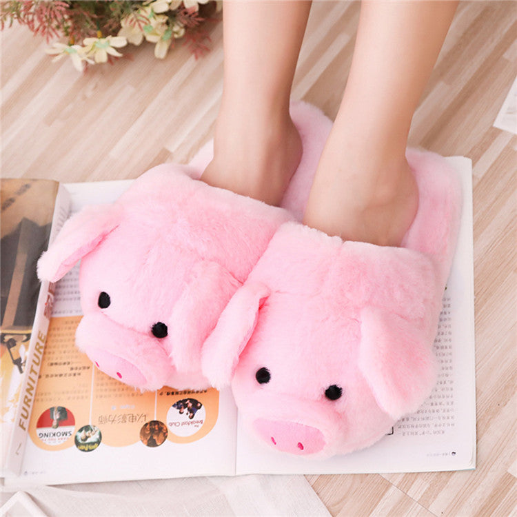 Plush Home Slippers Winter New Pig Slippers Floor Drag