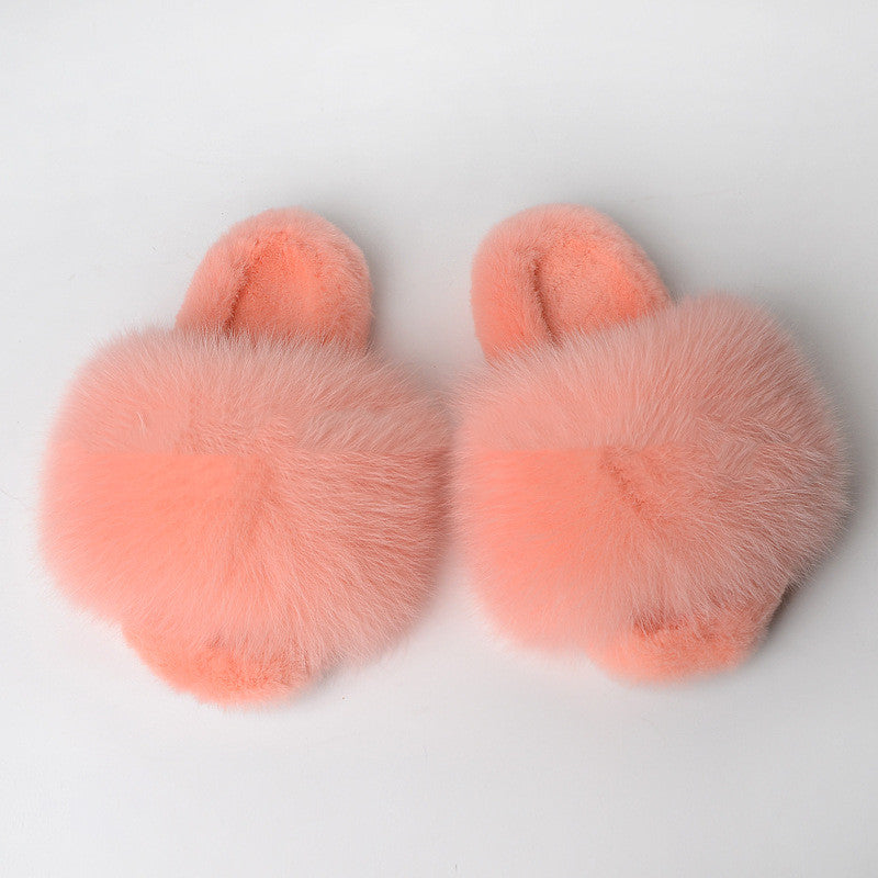 Real fur household cotton slippers