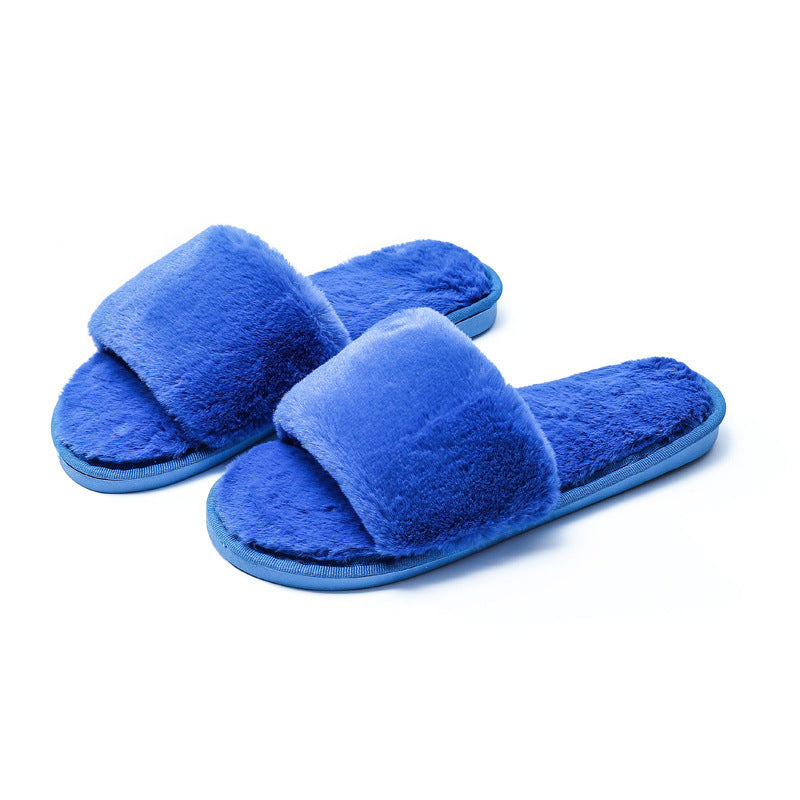 Fleece slippers women's one-word cotton slippers