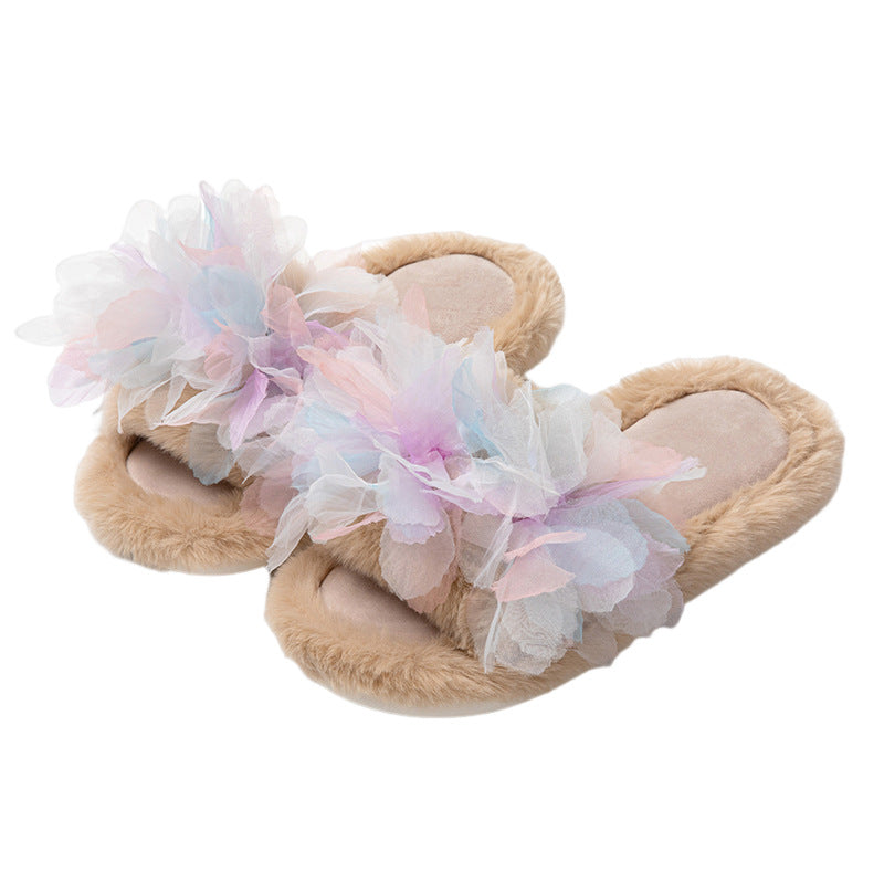 Petals Cotton Slippers Plush