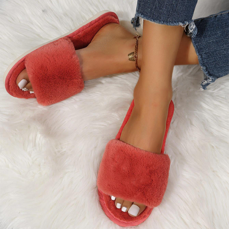 Women's Indoor Plush Flat Slippers